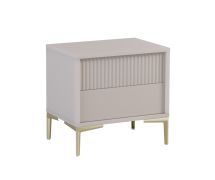 Nightstand Chabrey 03 met 2 lades met push-to-open-functie, 51,5 x 53,5 x 38 cm, kleur: beige, metalen pootjes in goud, ABS-randafwerking
