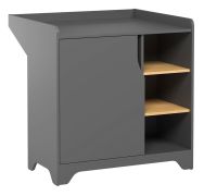 Ladekast /commode Majvi 01 incl. aankleed unit, kleur: grijs / eiken - Afmetingen: 90 x 89 x 76 cm (H x B x D)