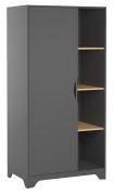 Draaideurkast / kledingkast Majvi 02, kleur: grijs / eik - Afmetingen: 190 x 89 x 52 cm (H x B x D)