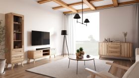 Woonkamer - Set A Engordany / 3-delig / Kleur: beuken / massief beukenhout / gelakt / 1 Ladekast / commode / 1 tv-kast / 1 vitrinekast