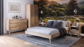 slaapkamer compleet set C Engordany / 5-delig / Kleur: beuken / massief beukenhout / gelakt / 2 nachtkastjes / 1 tweepersoonsbed / 1 ladekast / 1 kledingkast / tijdloos design