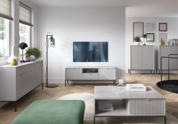 Complete set voor de woonkamer P Worthing, 5-delig, kleur: grijs / zwart / goud