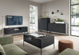 Complete set voor de woonkamer M Worthing, 4-delig, kleur: zwart / goud