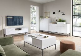 Complete woonkamerset - Set G Worthing, 4-delig, kleur: wit / zwart / goud