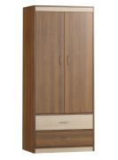 Draaideurkast / kledingkast Pasuruan 02, kleur: walnoot / ahorn - Afmetingen: 195 x 85 x 55 cm (H x B x D)