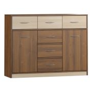 Dressoir / ladekast Pasuruan 09, kleur: Walnoot / Esdoorn - Afmetingen: 95 x 126 x 37 cm (H x B x D)