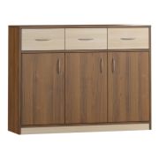 Dressoir / ladekast Pasuruan 10, kleur: Walnoot / Esdoorn - Afmetingen: 95 x 126 x 37 cm (H x B x D)