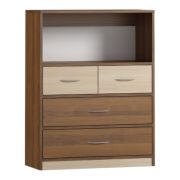 Dressoir / ladekast Pasuruan 14, kleur: walnoot / ahorn - afmetingen: 110 x 85 x 37 cm (H x B x D)