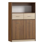 Dressoir / ladekast Pasuruan 05, kleur: Walnoot / Esdoorn - Afmetingen: 130 x 85 x 37 cm (H x B x D)