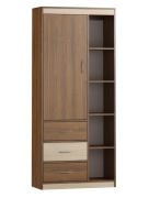 half openkast Pasuruan 03, kleur: Walnoot / Esdoorn - Afmetingen: 195 x 85 x 37 cm (H x B x D)