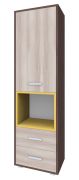 Kast Kerema 01, Kleur: Noten / Iepen / Geel - Afmetingen: 190 x 50 x 41 cm (H x B x D)