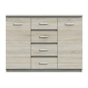 Lowboard kast / ladekast Pamulang 10, kleur: Sonoma eiken - Afmetingen: 91 x 122 x 40 cm (H x B x D)