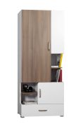kledingkast Bulolo 23, kleur: Wit / Noten - Afmetingen: 198 x 80 x 38 cm (H x B x D)