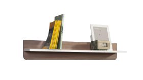 Bulolo 04 wandrek / hangplank, kleur: wit / noten - afmetingen: 18 x 110 x 20 cm (H x B x D)