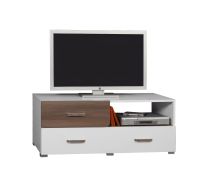 Bulolo 17 TV-onderkast, kleur: wit / noten - afmetingen: 47 x 120 x 50 cm (H x B x D)
