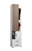 kast Bulolo 08, kleur: Wit / Noten - Afmetingen: 198 x 45 x 38 cm (H x B x D)