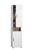 kast Bulolo 06, kleur: Wit / Noten - Afmetingen: 198 x 45 x 38 cm (H x B x D)