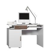 Bureau Bulolo 11, Kleur: Wit / Noten - Afmetingen: 78 x 125 x 55 cm (H x B x D)
