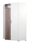 Draaideurkast / hoekkledingkast Bulolo 20, kleur: wit / noten - afmetingen: 198 x 100 x 100 cm (H x B x D)