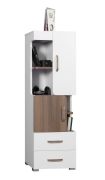kledingkast Bulolo 09, kleur: Wit / Noten - Afmetingen: 139 x 45 x 38 cm (H x B x D)