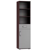 Open kast Tabubil 22, Kleur: Wengé / Grijs - Afmetingen: 200 x 50 x 41 cm (H x B x D)
