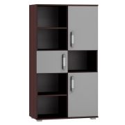 Open kast Tabubil 19, Kleur: Wengé / Grijs - Afmetingen: 145 x 80 x 41 cm (H x B x D)