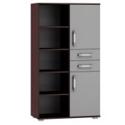 Open kast Tabubil 17, Kleur: Wengé / Grijs - Afmetingen: 145 x 80 x 41 cm (H x B x D)