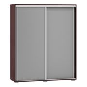 Schuifdeurkast / kledingkast Tabubil 20, kleur: Wengé / Grijs - Afmetingen: 145 x 120 x 41 cm (H x B x D)
