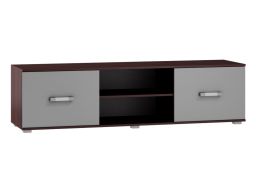 TV-onderkast Tabubil 10, kleur: Wengé / Grijs - Afmetingen: 48 x 180 x 48 cm (H x B x D)