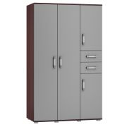 Kast Tabubil 33, Kleur: Wengé / Grijs - Afmetingen: 200 x 120 x 60 cm (H x B x D)