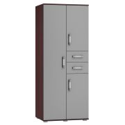 Kast Tabubil 30, Kleur: Wengé / Grijs - Afmetingen: 200 x 80 x 60 cm (H x B x D)