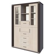 Vitrinekast Aitape 34, kleur: donker Sonoma eiken / licht Sonoma eiken - afmetingen: 188 x 135 x 40 cm (H x B x D)