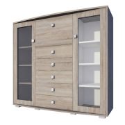 Vitrinekast Rabaul 03, kleur: Sonoma eiken - afmetingen: 140 x 164 x 40 cm (H x B x D)