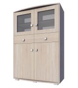 Vitrinekast Rabaul 06, kleur: Sonoma eiken - afmetingen: 150 x 110 x 40 cm (H x B x D)