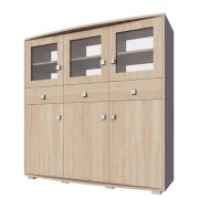 Vitrinekast Rabaul 15, kleur: Sonoma eiken - afmetingen: 152 x 160 x 40 cm (H x B x D)
