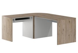 Bureau / hoekbureau Cianjur 03, kleur: eiken / wit - afmetingen: 77 x 160 x 180 cm (H x B x D)