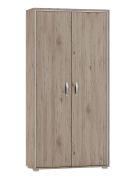 Kast Cianjur 11, kleur: Eik / Wit - Afmetingen: 209 x 90 x 40 cm (H x B x D)