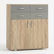 dressoir / ladekast Ciomas 05, kleur: Sonoma eiken / grijs - Afmetingen: 104 x 90 x 40 cm (H x B x D)