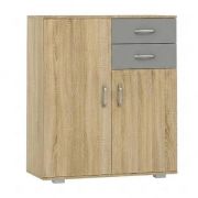 dressoir / ladekast Ciomas 11 laden, kleur: Sonoma eiken / grijs - Afmetingen: 104 x 90 x 40 cm (H x B x D)