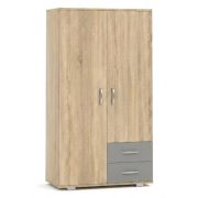 Kast Ciomas 09, kleur: Sonoma eiken / grijs - Afmetingen: 145 x 80 x 40 cm (H x B x D)