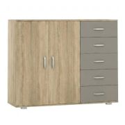 Dressoir / ladekast Ciomas 10, kleur: Sonoma eiken / grijs - afmetingen: 104 x 130 x 40 cm (H x B x D)