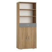 open kast Ciomas 25, kleur: Sonoma eiken / grijs - afmetingen: 190 x 74 x 40 cm (H x B x D)