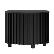 Ronde salontafel met 68 cm diameter, elegant design met zwarte latten, 54 cm hoog, ABS randen, metalen poten