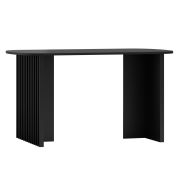 Eettafel in zwart, 76 x 140 x 80 cm, brede elegante tafelpoten met latten, zeer stabiel en duurzaam, ABS randen, nauwkeurig afgewerkt
