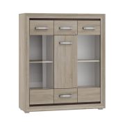 Vitrinekast Kundiawa 09, kleur: Sonoma eiken licht / Sonoma eiken donker - afmetingen: 140 x 120 x 40 cm (H x B x D)