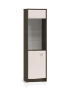 Vitrine Mackenzie 02 / Kleur: eiken Dunin / kasjmier hoogglans / Maten: 55 x 40 x 195 cm / 2 deuren / Handgrepen: metaal / Soft-Close / ABS-randen