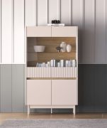 Vitrine Humboldt 03 / Maten: 92 x 40 x 156 cm / Kleur: eiken Cremona / kasjmier / Poten: metaal / 4 deuren / Soft-Close / ABS-randen