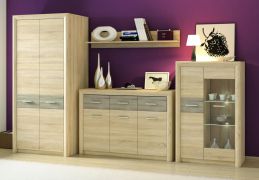 Woonkamer compleet - Set E Mesquite, 4 stuks, kleur: Sonoma lichte eik / Sonoma truffel eiken