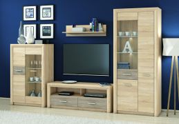 Woonkamer compleet - Set J Mesquite, 4 stuks, kleur: Sonoma lichte eik / Sonoma truffel eiken