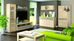 Woonkamer compleet - Set K Mesquite,7 stuks, kleur: Sonoma eiken licht / Sonoma truffel eiken